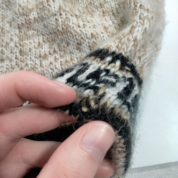 Vintage 70s Knit Aztec Alpaca Wool Sweater Tribal Western Peruvian Men's Medium - Picture 3 of 5